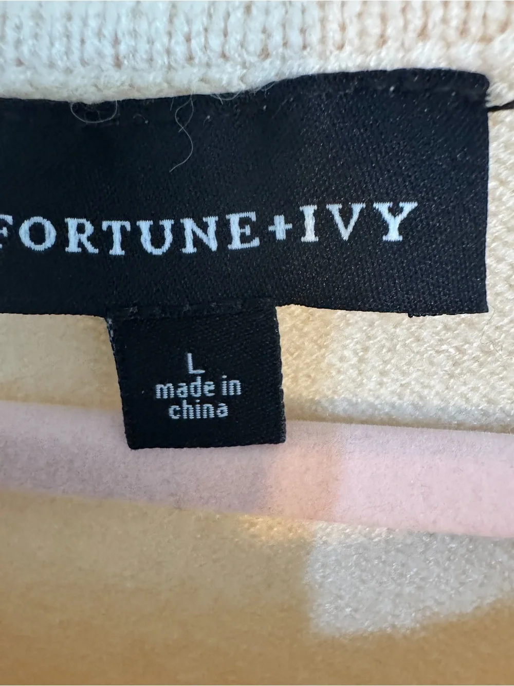 Fortune + Ivy Cream, Burgandy and Brown Colorblock Crewneck Sweater SZ L